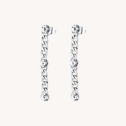 Crystal Chain Drop Earrings in Stainless Steel
