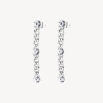 Crystal Chain Drop Earrings in Stainless Steel