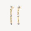 Crystal Chain Drop Earrings in Gold Plated Stainless Steel