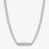 Curb Crystal Bar Necklace in Stainless Steel