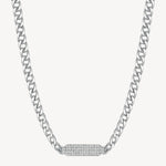 Curb Crystal Bar Necklace in Stainless Steel