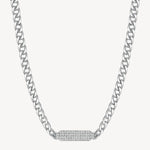 Curb Crystal Bar Necklace in Stainless Steel