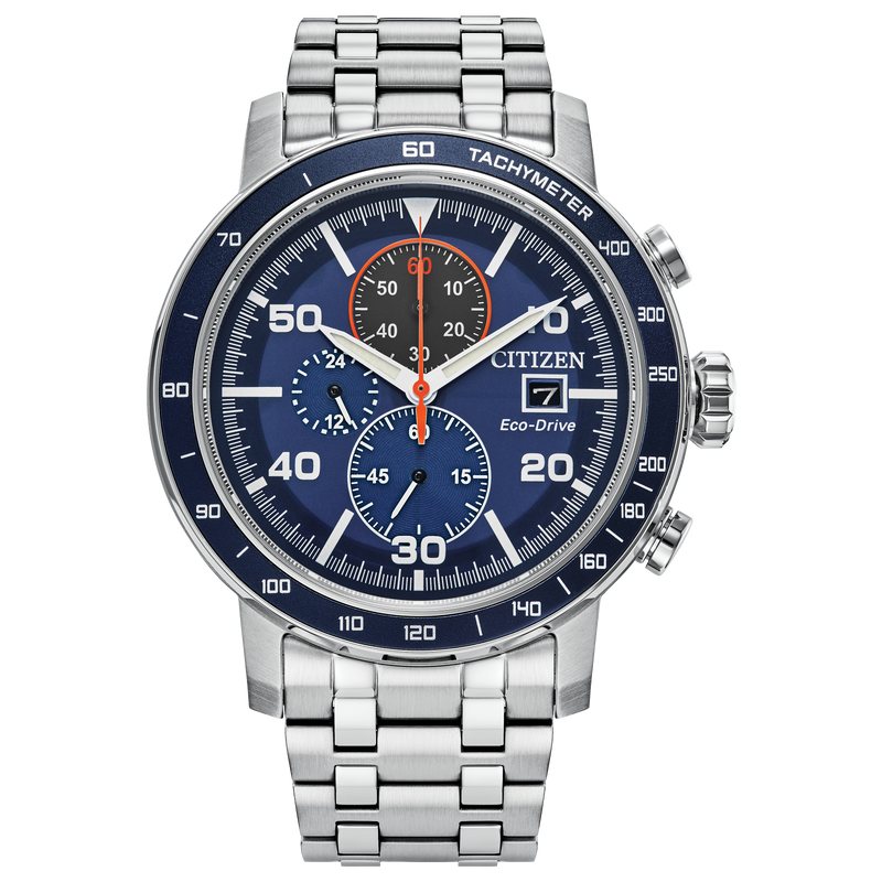 Blue Brysen Watch in Stainless Steel