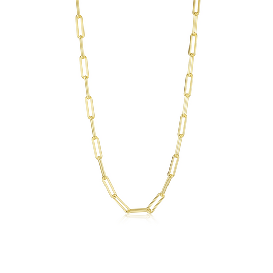 Medium Paperclip Link Chain in Gold Plated Sterling Silver