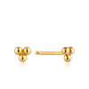 Gold Modern Triple Ball Stud Earrings in Sterling Silver