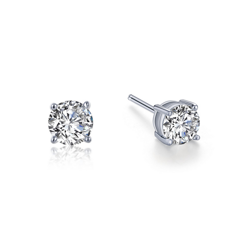 Simulated Solitaire Stud Earrings in Sterling Silver