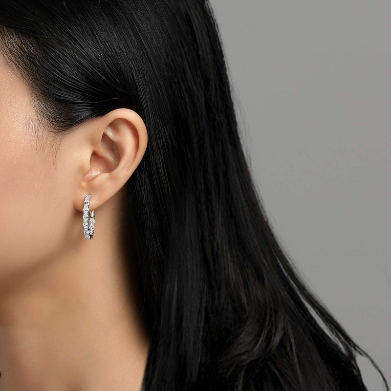 Simulated Diamond Hoop Earrings in Sterling Silver JG Kronenberger Fine Jewelry