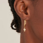 Gold Sparkle Drop Pendant Earrings in Sterling Silver