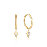 Gold Sparkle Drop Pendant Earrings in Sterling Silver