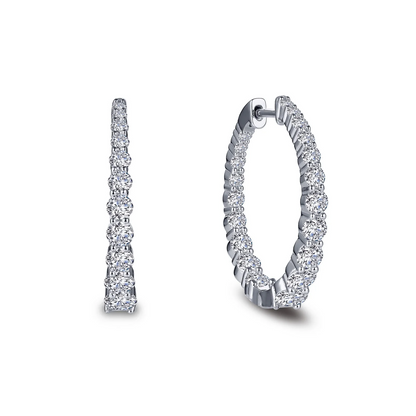 Graduated Simulated Diamond Hoop Earrings in Sterling Silver
