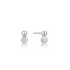 Silver Orb Sparkle Stud Earrings