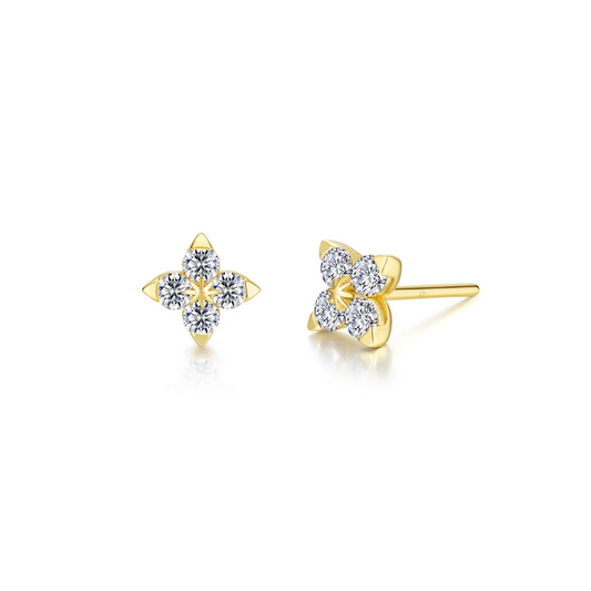 Medium Floral Stud Earrings in Gold Plated Sterling Silver