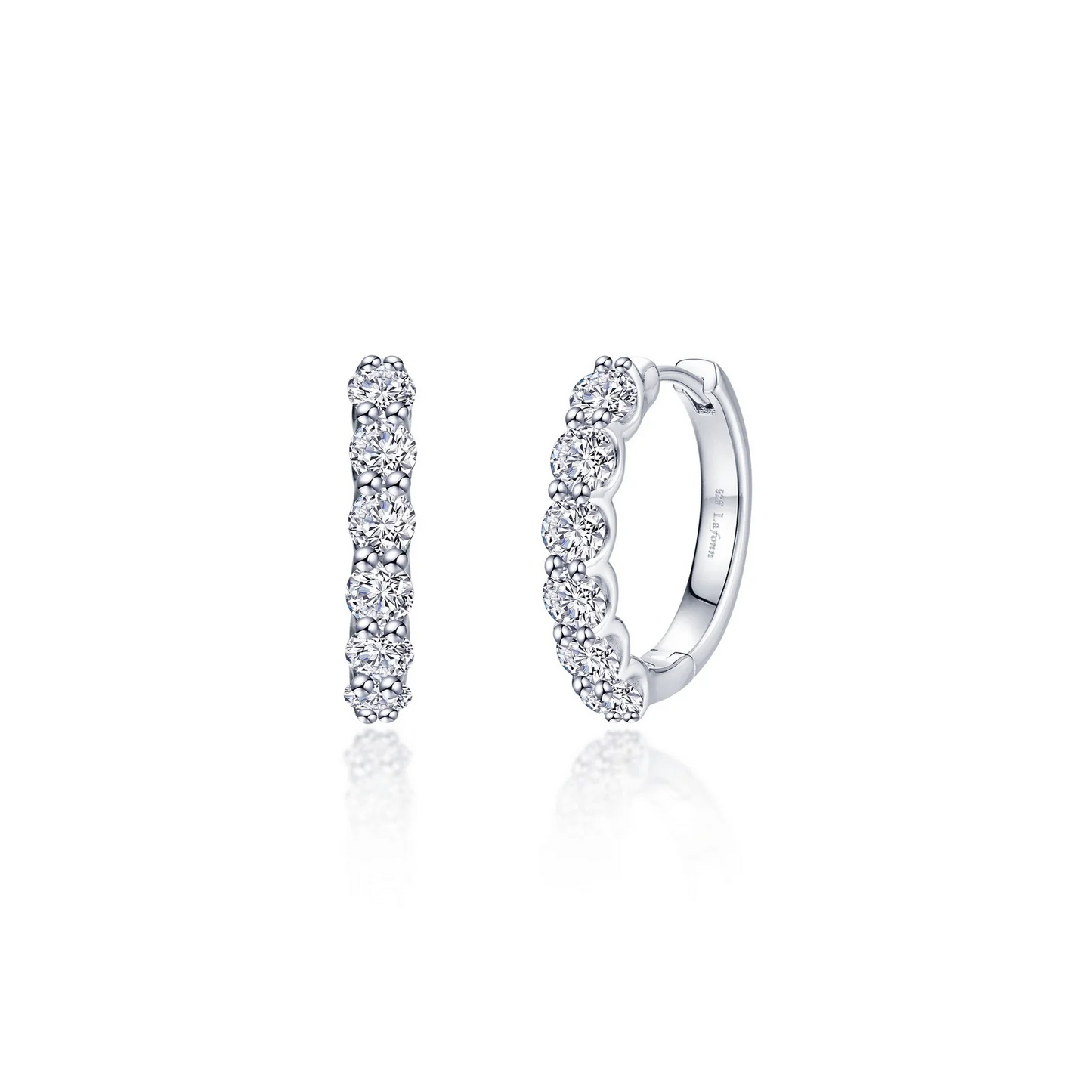Simulated Medium Huggie Hoop Earrings in Sterling Silver