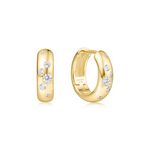 Small Sparkling Huggie Hoop Earrings in Gold Plated Sterling Silver
