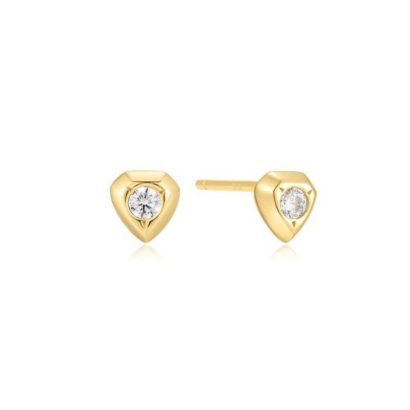 Sparkling Shield Earrings in Gold Plated Sterling Silver