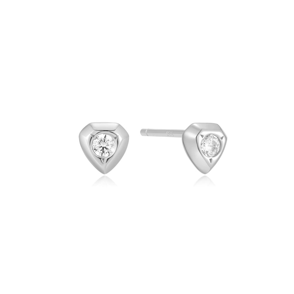 Sparkling Shield Earrings in Sterling Silver