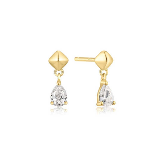 Pyramind Dangle Earrings in Gold Plated Sterling Silver