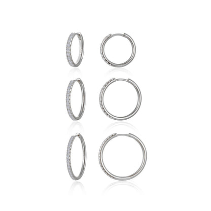 Medium Round Hoop Earrings in Sterling Silver