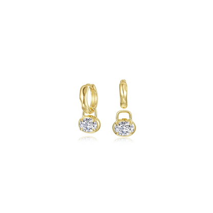 Oval Charm Molten Huggies in Gold Plated Sterling Silver