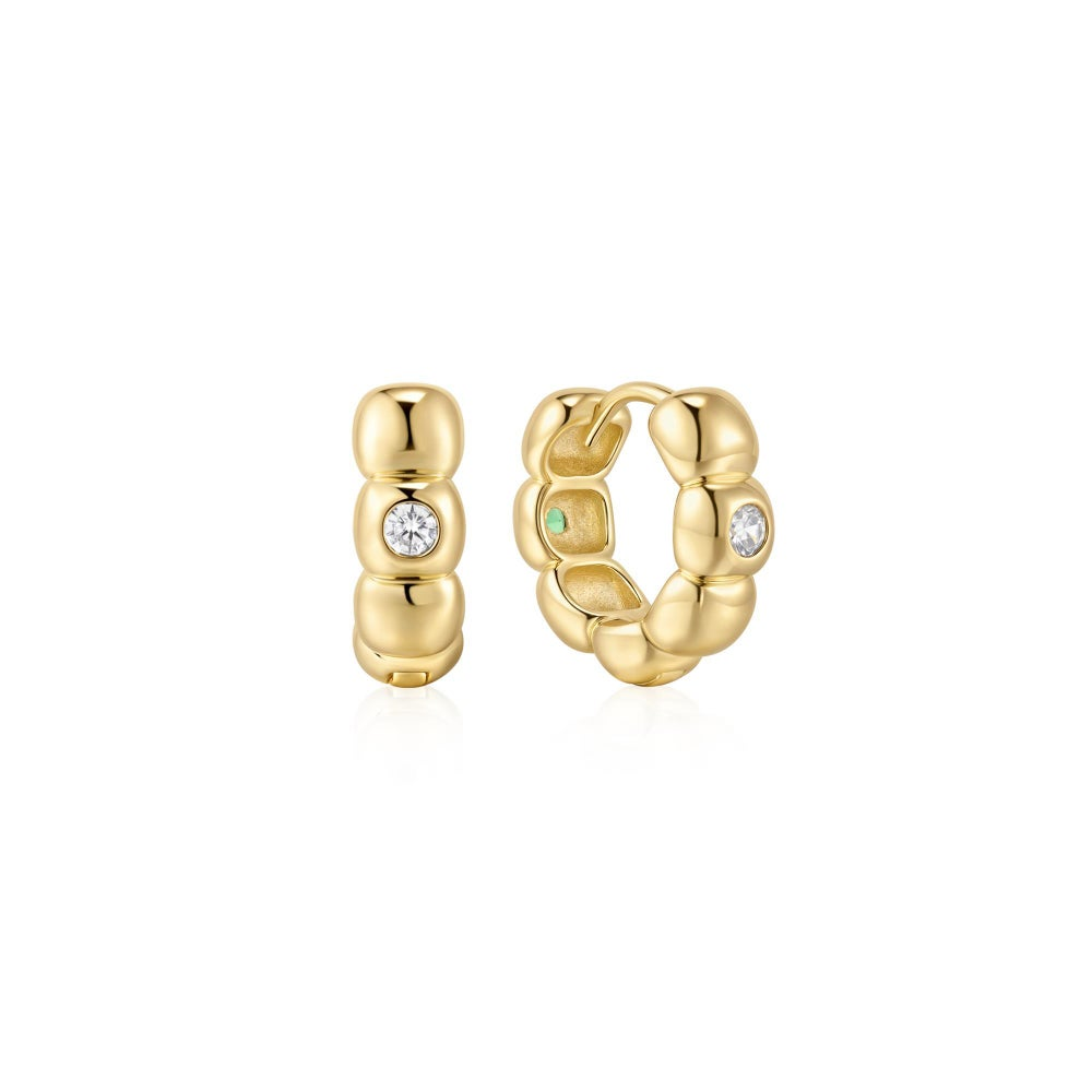 Reversible Puffy Hoop Earrings in Gold Plated Sterling Silver