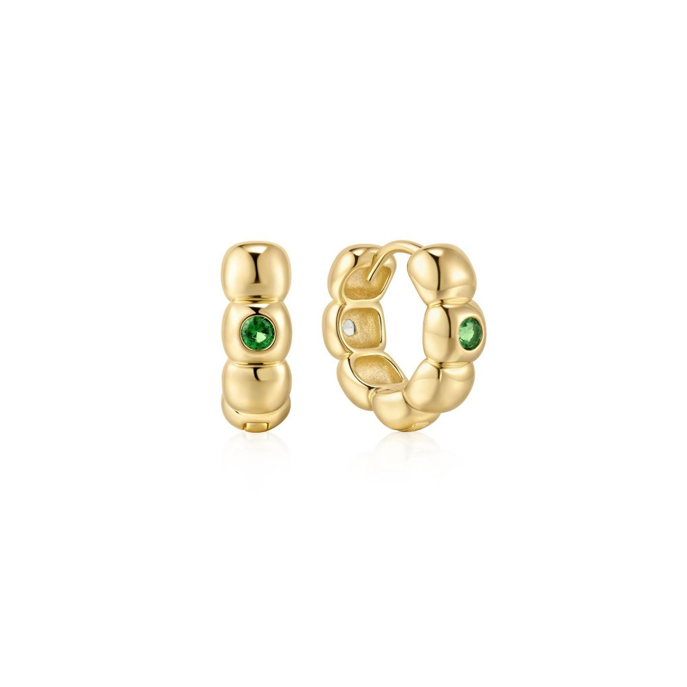 Reversible Puffy Hoop Earrings in Gold Plated Sterling Silver