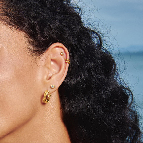 Entwined Dual Hoop Earrings in Gold Plated Sterling Silver