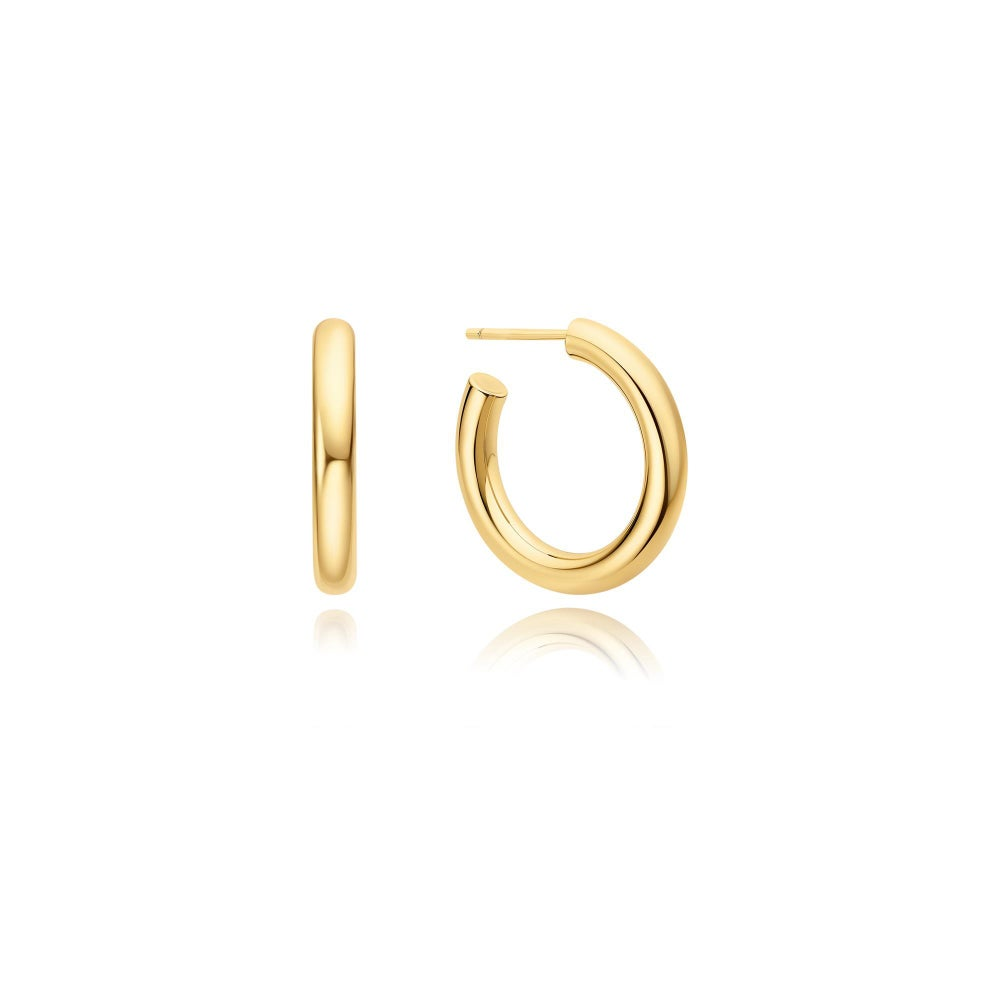 Medium Tube Hoop Earrings in Gold Plated Sterling Silver