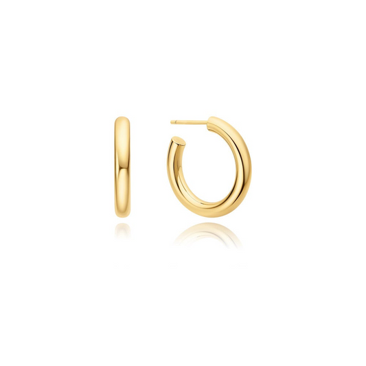 Medium Tube Hoop Earrings in Gold Plated Sterling Silver