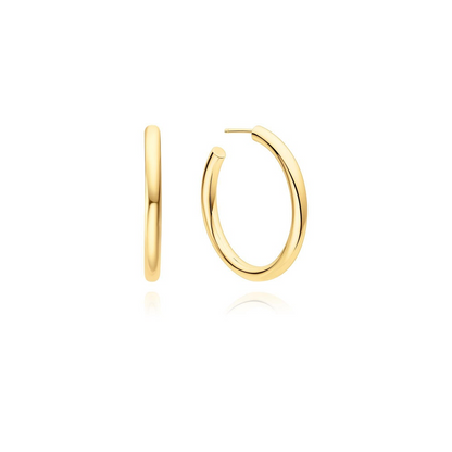 Large Tube Hoop Earrings in Gold Plated Sterling Silver