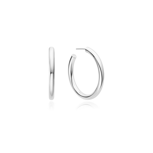 Large Tube Hoop Earrings in Sterling Silver