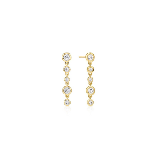 Cascade Bezel Drop Earrings in Gold Plated Sterling Silver
