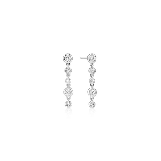 Cascade Bezel Drop Earrings in Sterling Silver