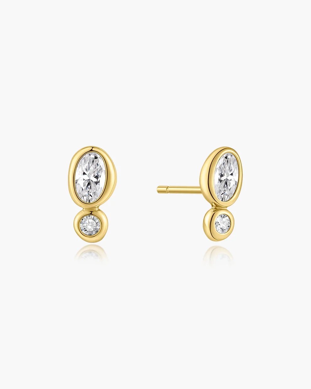 Bezel Organic Pebble Stud Earrings in Gold Plated Sterling Silver