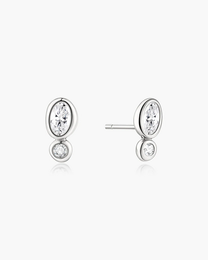 Bezel Organic Pebble Stud Earrings in Sterling Silver