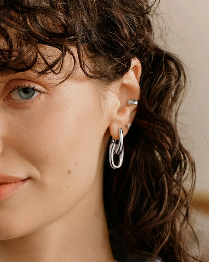 Sculptural Interlocking Hoops in Sterling Silver