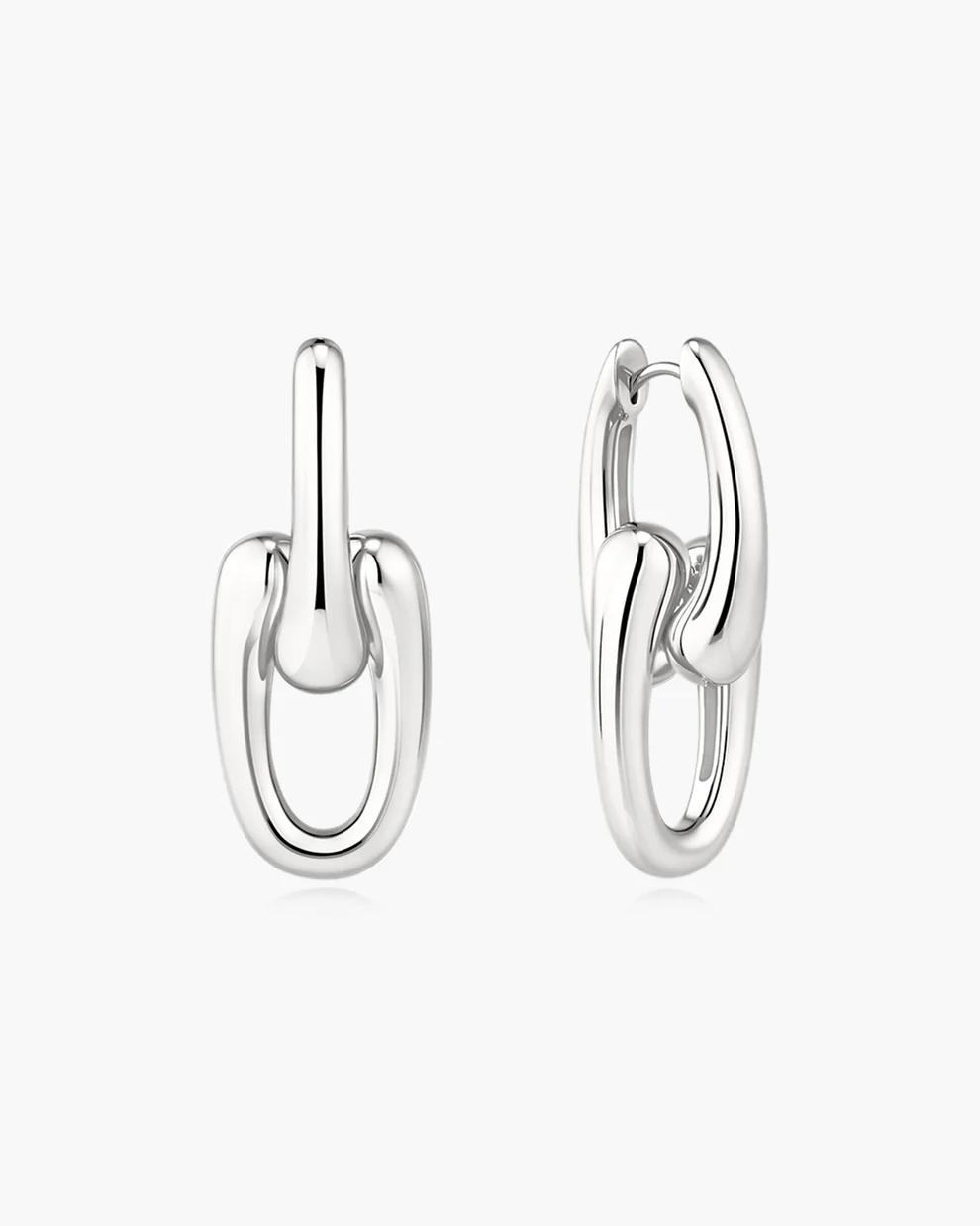 Sculptural Interlocking Hoops in Sterling Silver