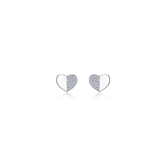 Simulated Diamond Heart Earrings in Sterling Silver