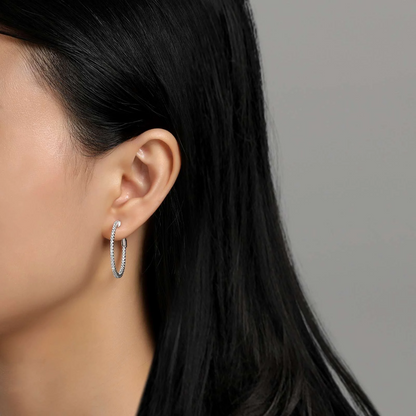 Simulated Hoop Earrings in Sterling Silver