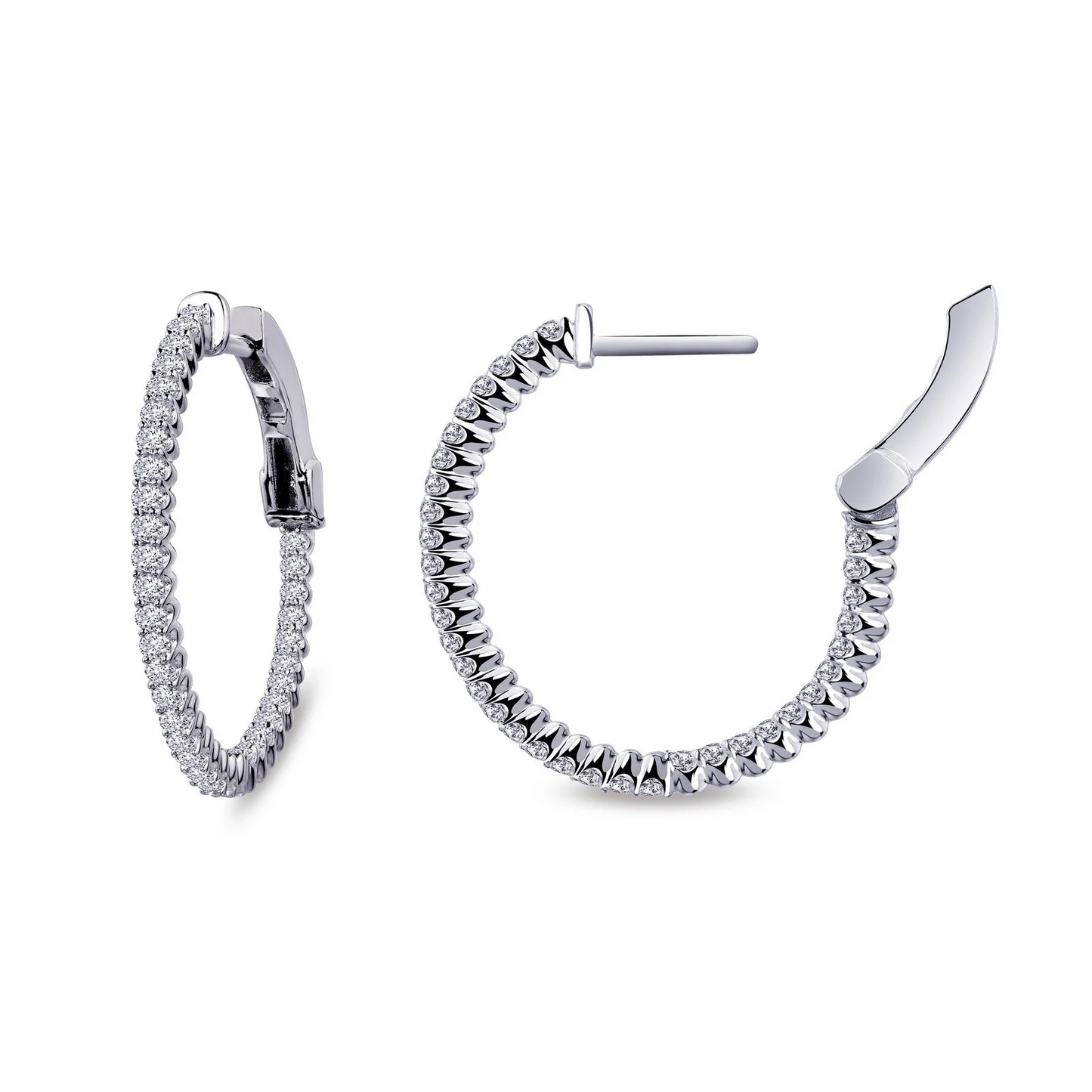 Simulated Hoop Earrings in Sterling Silver
