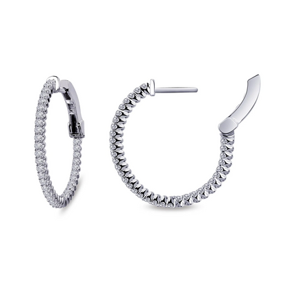 Simulated Hoop Earrings in Sterling Silver