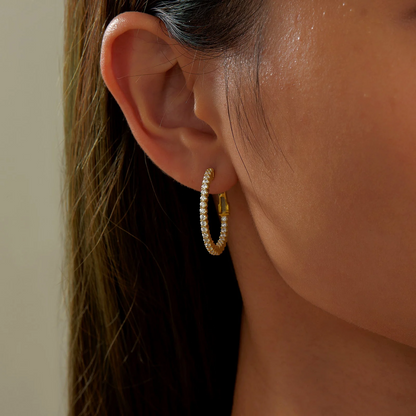Simulated Hoop Earrings in Gold Plated Sterling Silver