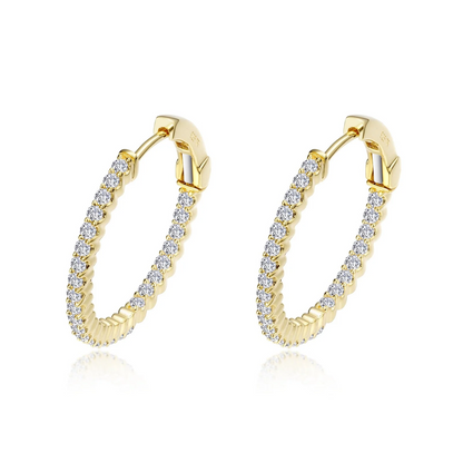 Simulated Hoop Earrings in Gold Plated Sterling Silver