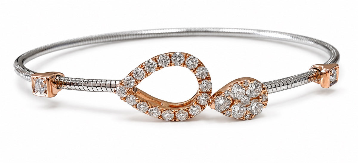 Estate Diamond Flexible Bangle in 18K Two Tone Gold