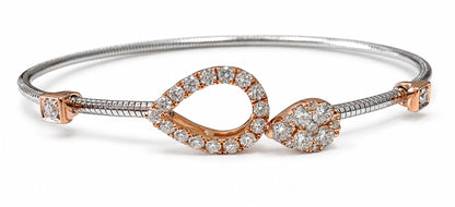 Estate Diamond Flexible Bangle in 18K Two Tone Gold