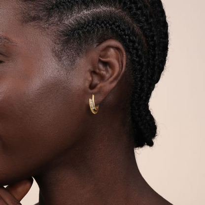 White Sapphire Bypass Hoops in 14K Yellow Gold