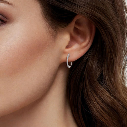 Diamond Classic Huggie Earrings in 14K White Gold