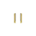 Diamond Two Row Huggie Earrings in 14K Yellow Gold