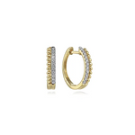 Diamond Two Row Huggie Earrings in 14K Yellow Gold