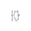 Diamond Huggie Station Earrings in 14K White Gold