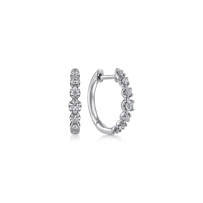 Graduated Diamond Hoop Earrings in 14K White Gold